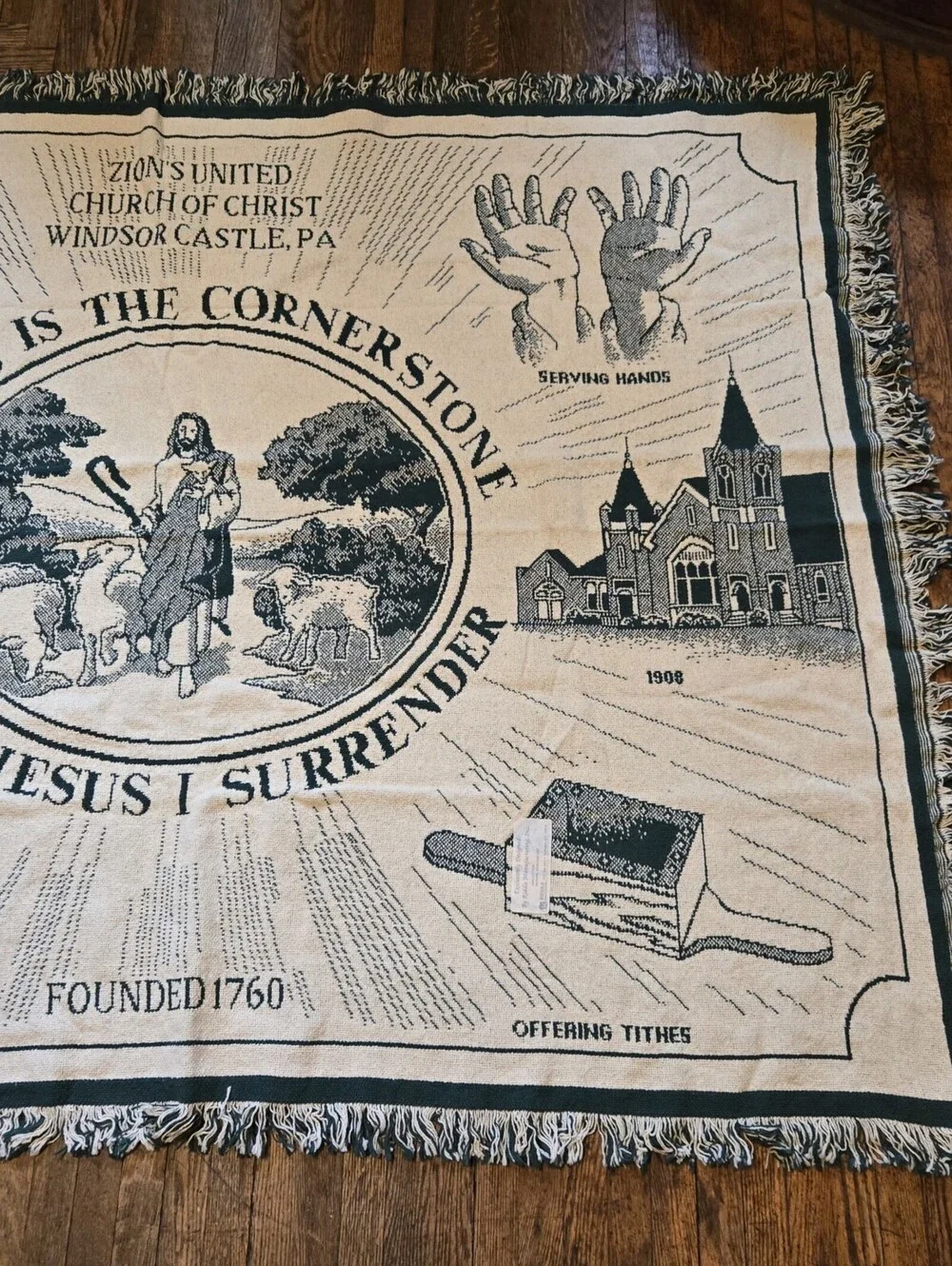 Vintage Zion's United Church of Christ Tapestry Blanket Windsor Castle PA 62x47